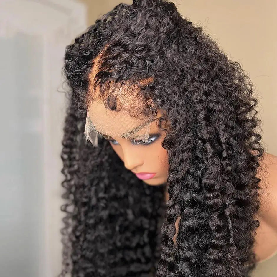 4C Edges Curly Human Hair Wigs Kinky Curly 13x6 HD Lace Frontal Wig 250% Deep Wave 13x4 Lace Front Human Hair Wigs on Sale