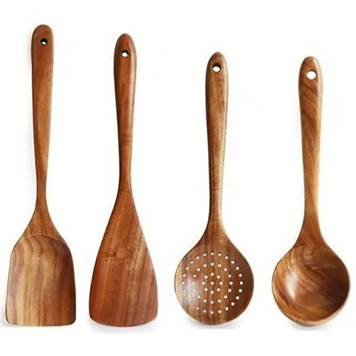 Wood Kitchenware Cooking Set – Natural Wooden Kitchen Utensils for Home Cooking