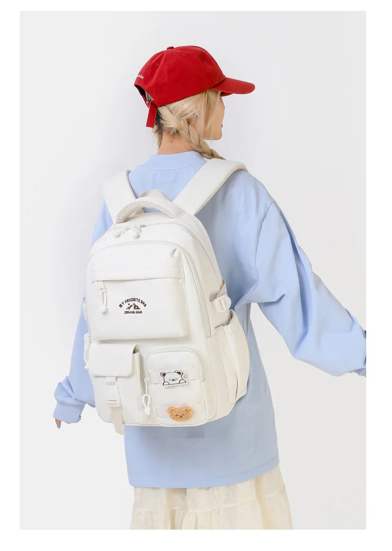 Korean Style Daily Backpack For Women Packsack Waterproof nylon Fabric Travel Backpacks Girls School Bag Teenagers Casual Bags