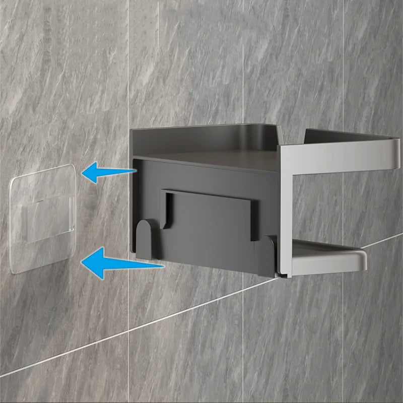 Wall Mounted Toilet Paper Holder – Rustproof Thickened Plastic Storage Rack for Bathroom & Kitchen