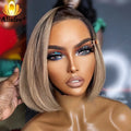 Ombre Blonde Short Bob Lace Front Wig | 200% Density | 13x4 Transparent Lace | 100% Brazilian Remy Hair