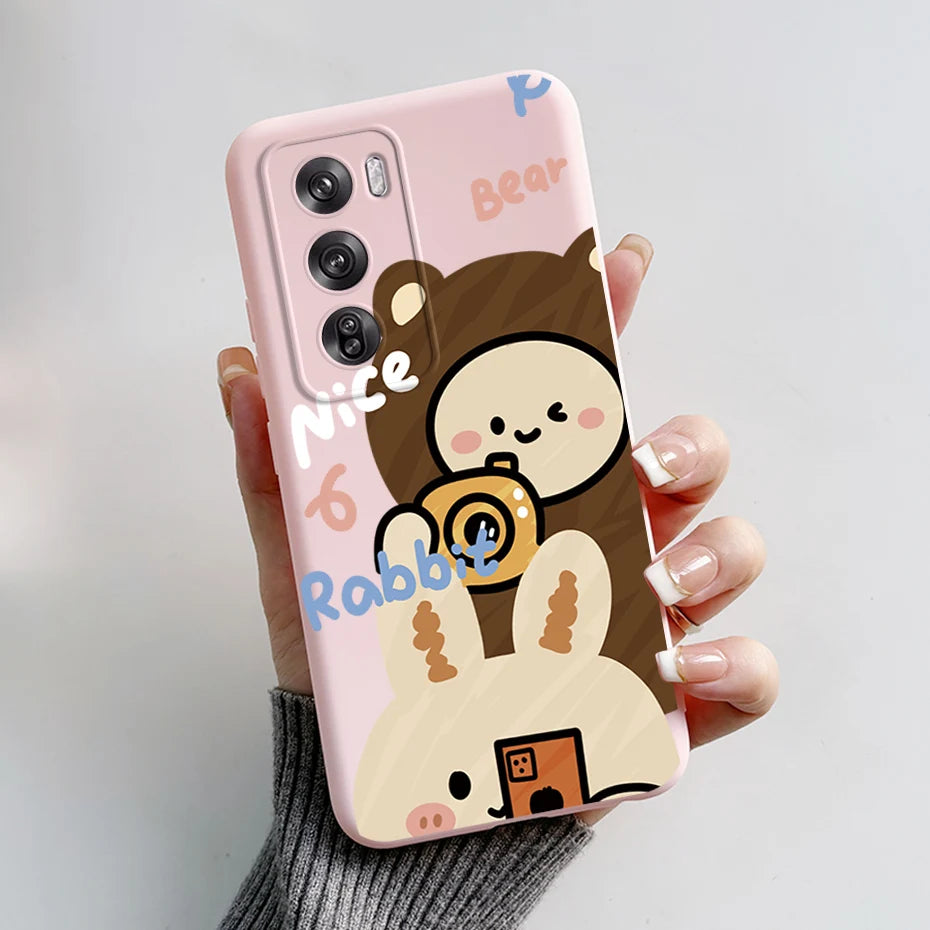 OPPO Reno 12 Pro 5G Phone Case – Cute Rabbit & Panda Soft Silicone Cover (CPH2629)