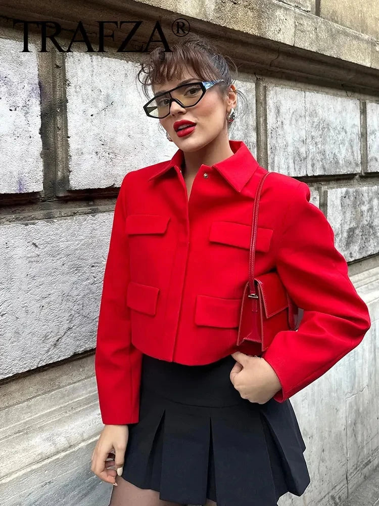 HH Women Fashion Solid Jacket High Street Long Sleeve Covered Button Female Coat With Pocket 2024 Autumn Office Lady Outwear