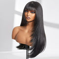 34 Inch 3X1 Middle Part Lace Wig Straight Human Hair Wigs With Bangs Brazilian Full Machine Made 100% Human Hair Wigs For Women