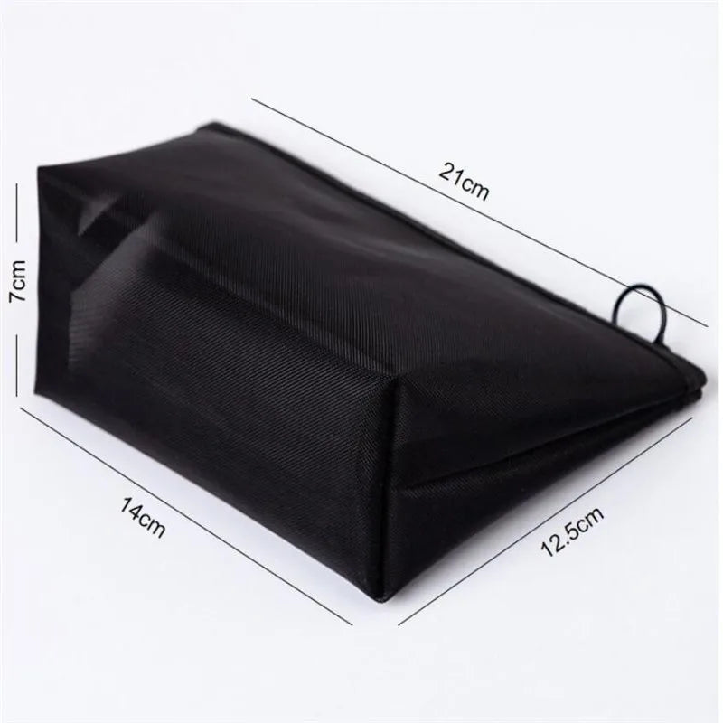 Black Mesh Makeup Bags Women Girls Cosmetic Bag Organizer Travel Portable Wash Lipstick Toiletry Sanitary Napkin Storage Bags