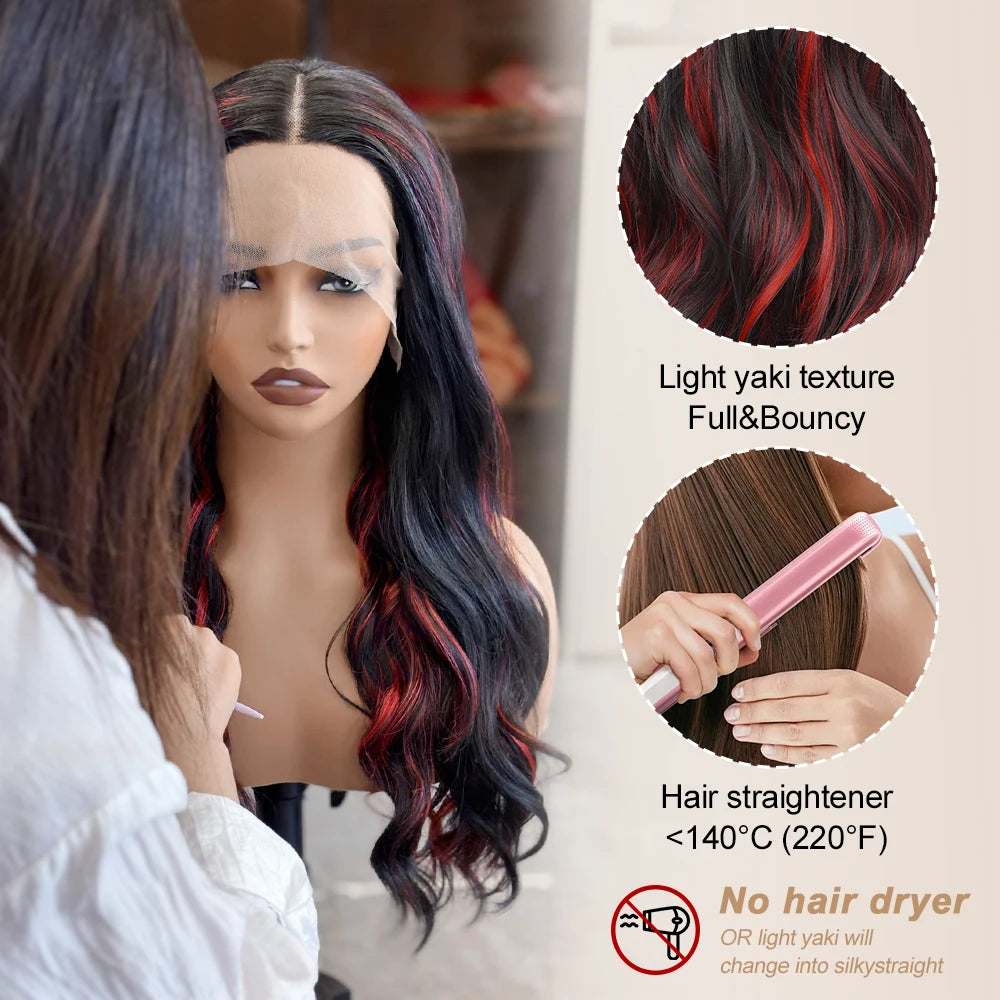 Highlight Body Wave Lace Front Wigs Synthetic 13x4 Ombre Blonde Lace Front Wig 13x6 HD Honey Blonde Lace Frontal Wigs For Women