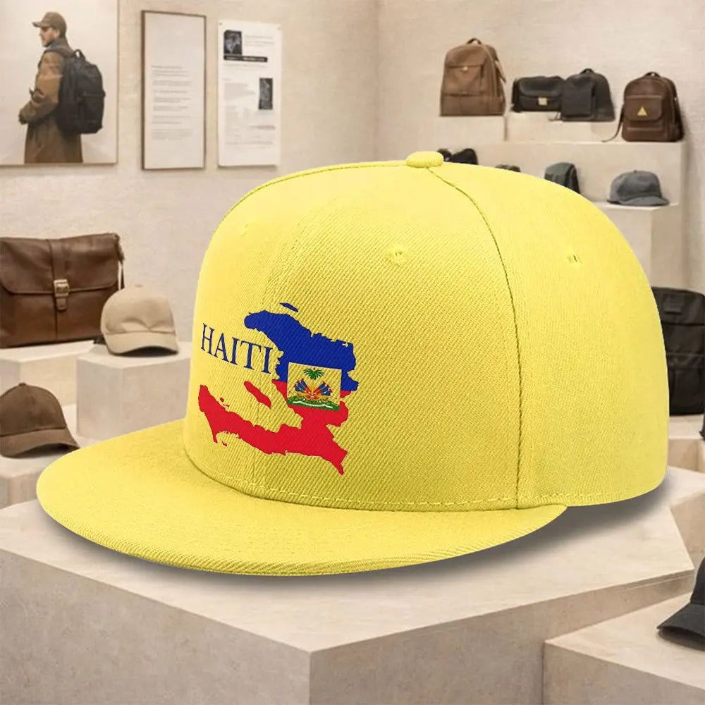 Haiti Map Flag Baseball Cap – Unisex Cotton Snapback Hip-Hop Hat
