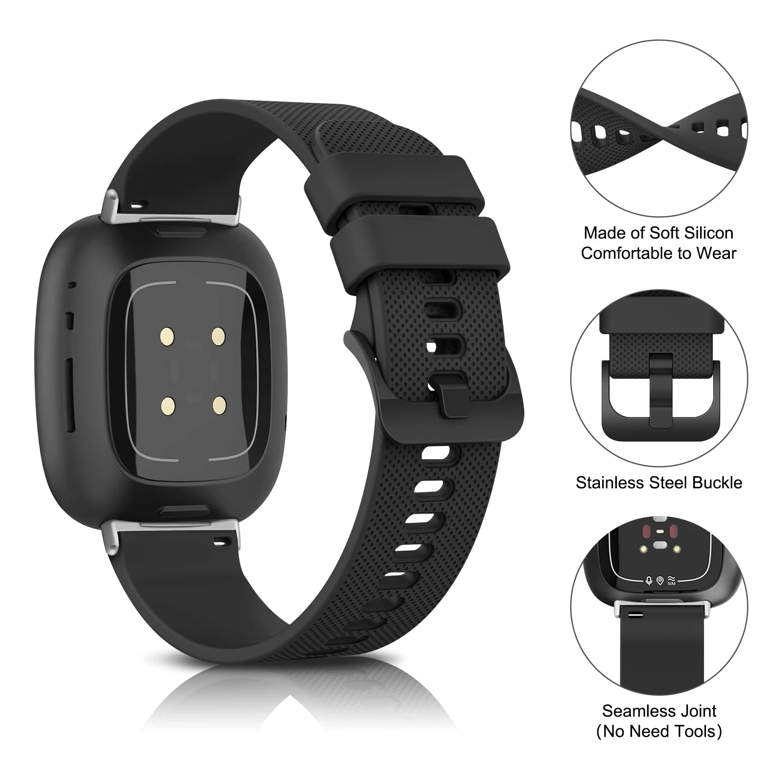 Silicone Strap For Fitbit Versa 3 Versa 4 Watchband Sport Wristband For Fitbit Sense/Sense 2 Bracelet Smartwatch Accessories