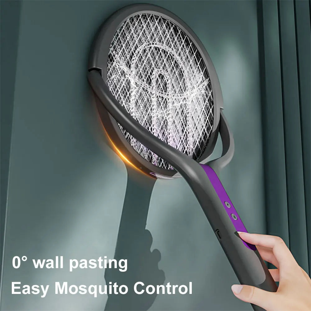 Rotating Head Electric Fly Swatter Rechargeable Fly Zapper 2 in 1 Fly Killer and Mosquito Trap Lamp for Indoor Outdoor
