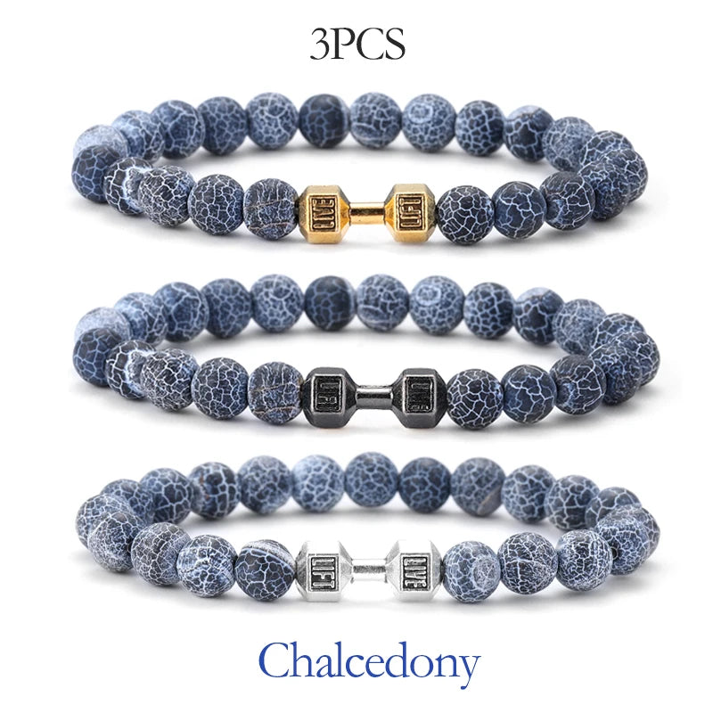Natural Volcanic Stone Bracelet – Matte Black Lava Bead Fitness Bracelet for Men & Women