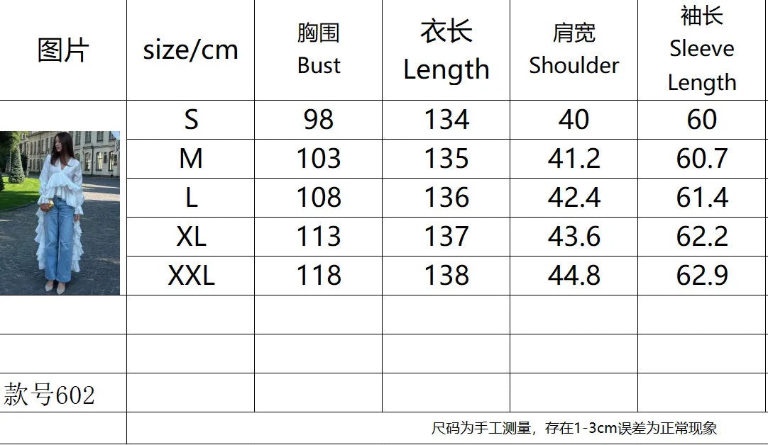 Women's Clothing 2025 Spring And Summer New Sweet And Fresh V-neck Long Sleeved Irregular Hem Shirt Women's Top