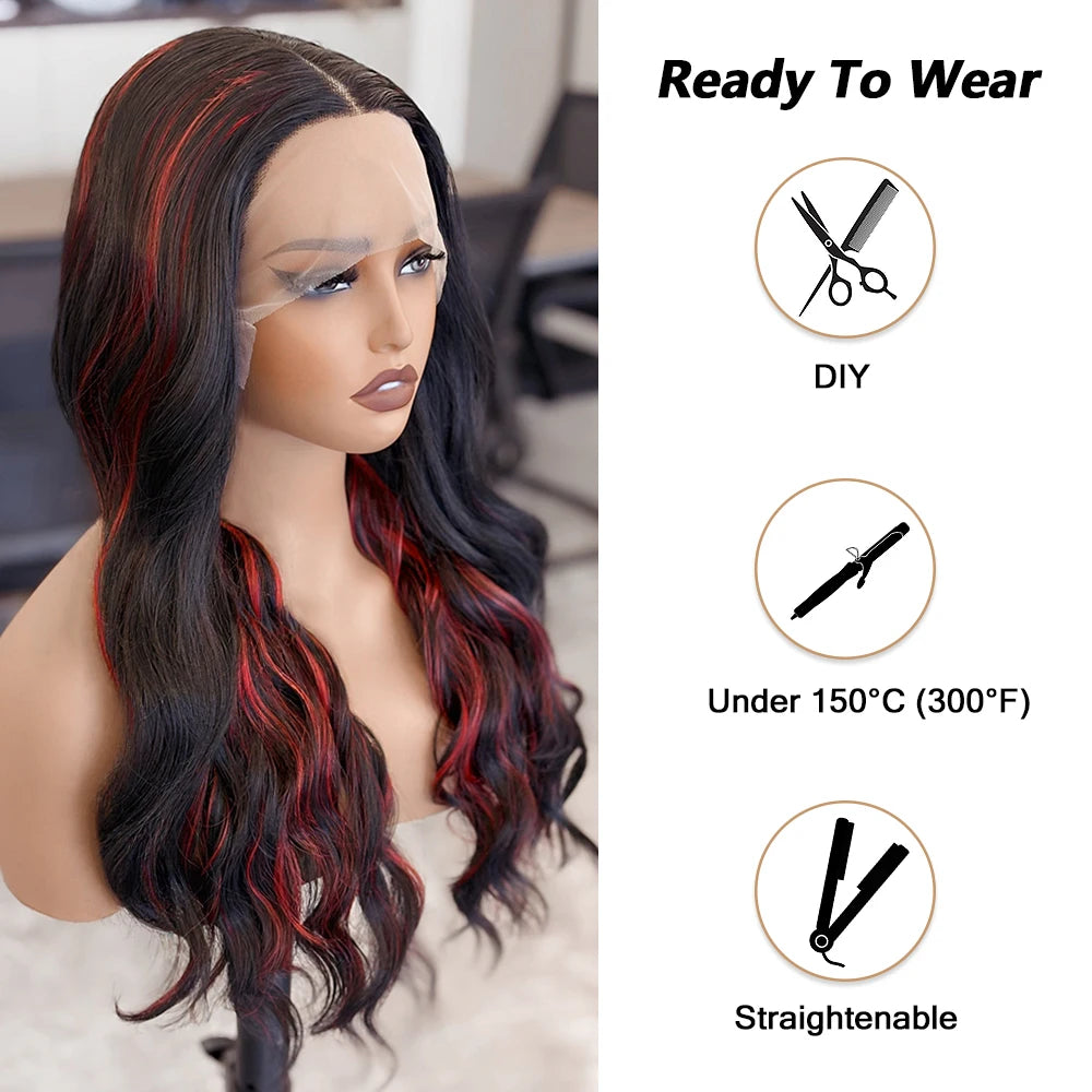 Highlight Body Wave Lace Front Wigs Synthetic 13x4 Ombre Blonde Lace Front Wig 13x6 HD Honey Blonde Lace Frontal Wigs For Women