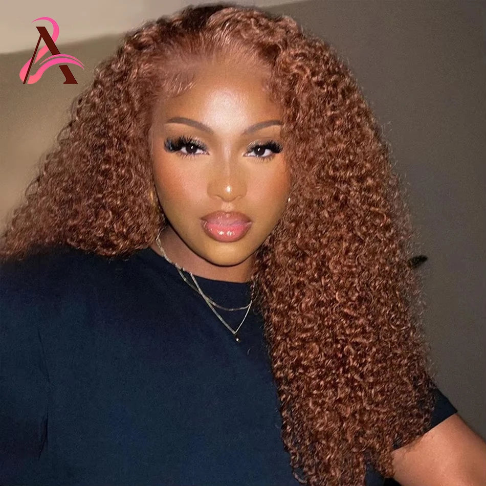 Chocolate Brown Deep Wave Curly Wigs Human Hair 36 Inch Lace Front Human Hair Wig 13x6 Hd Lace Frontal Wig Human Hair For Women