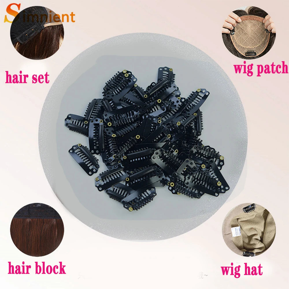 U/T Shape 30Pcs/Lot Clip In Hair Extension Wig Clips For Human Hair Bangs Snap Hair Clips For Extensions Metal Comb For Closure