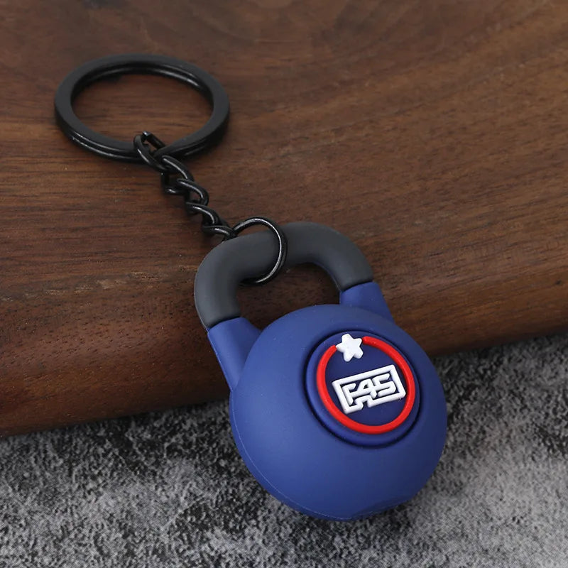 3D PVC Sports Fitness Pendant Mini Barbell Plates Keychain Kettlebells Water Cups Simulation Dumbbell Keyring Creative Bag Charm