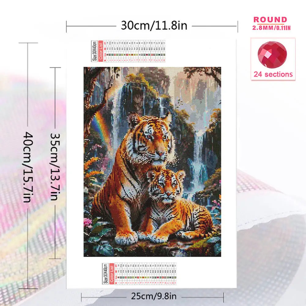 Evershine Tiger Diamond Painting Kit | 5D DIY Full Drill Animal Mosaic | Square & Round Drill | Home Decor Wall Art