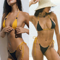 Two Side Triangle Bikini Set Women, Yellow Beachwear, Extreme Swimwear, 2025 Swimsuit, Reversible Thong Biquini, Two Piece Suits