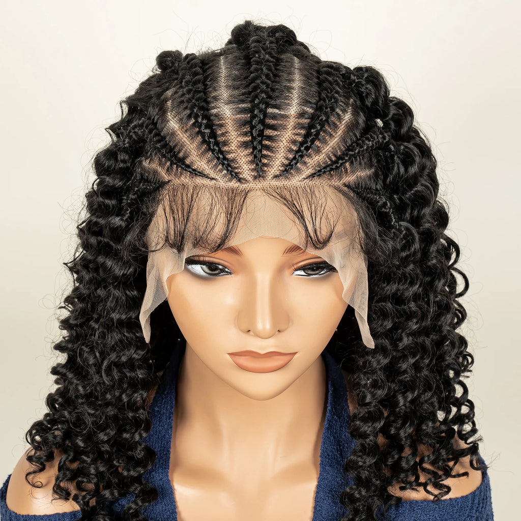 The Braid Queen Wig — Cornrow Roots, Deep Wave Curls, 13x6 HD Lace | Instant Protective Glam