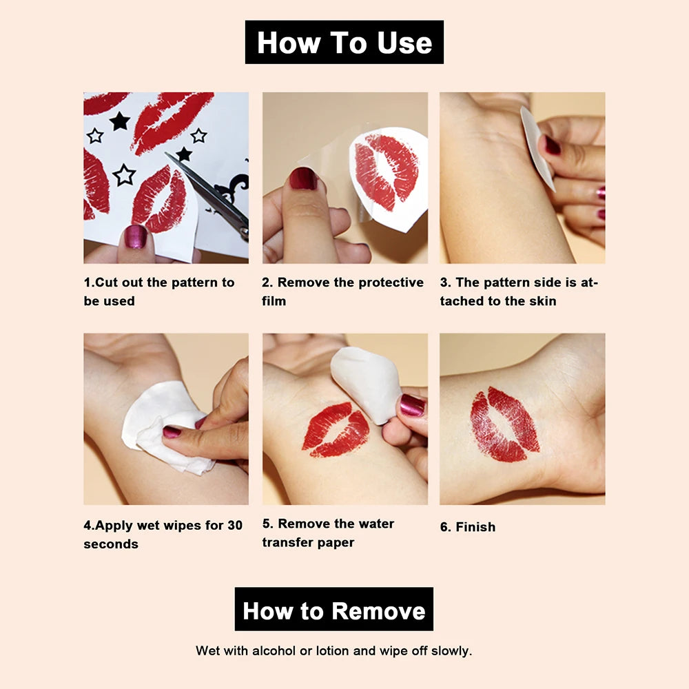 Custom Valentine’s Day Temporary Tattoos – Personalized Waterproof Lip Tattoo Stickers