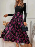 Ladies' large-size printed woven summer casual dress