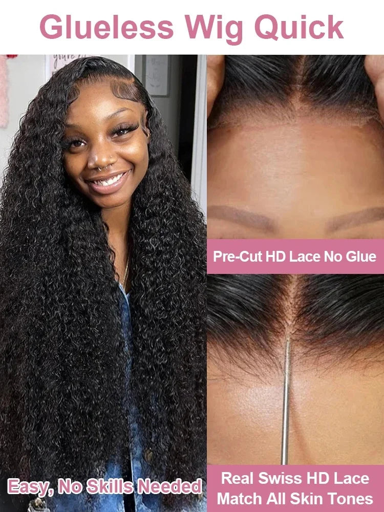 250 Density Deep Wave 40 Inch 13x6 Hd Lace Front Wig Human Hair Curly Wigs Water Wave Transparent Lace Front Wig For Black Women