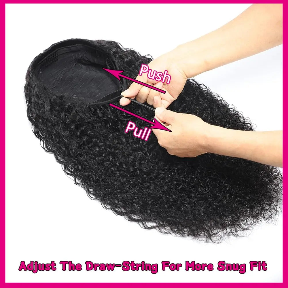 Water Wave 3 IN 1 Half Wig Human Hair Glueless Wig Human Hair Ready to Wear 36Inch Half Wig Drawstring Glueless Wig Human Hair