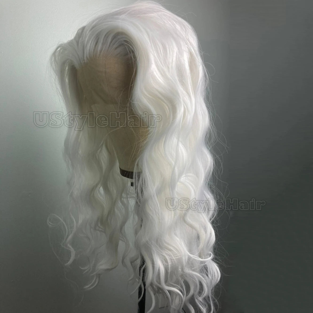 White Deep Wave Wig 13x4 Lace Front Wig Long Synthetic Frontal Wigs for Women Glueless Daily Wear Cosplay Wigs Heat Resistant