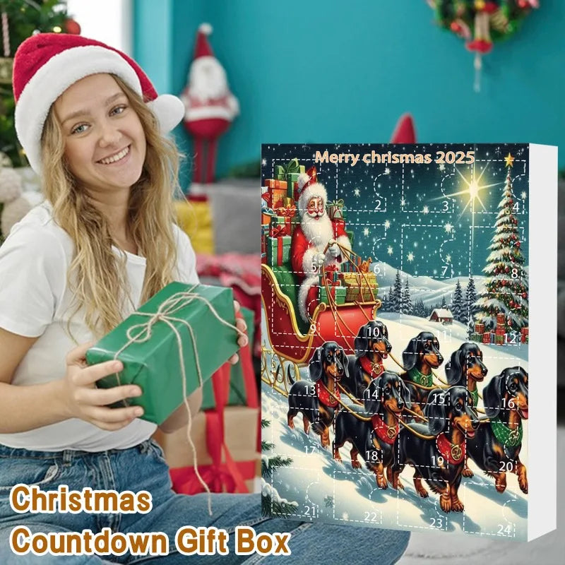 Christmas Advent Calendar 2025 | 24-Day Dachshund Pendant Countdown Blind Box | Holiday Surprise Gift & Tree Decor