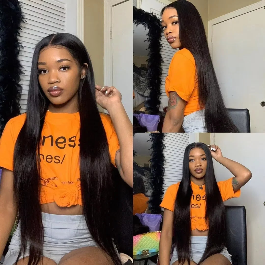 360 Full Lace Bone Straight Wig Human Hair Pre Plucked HD 13X4 Lace Front Wig 30 Inch Glueless Pre Cut 5X5 Closure Wig For Women