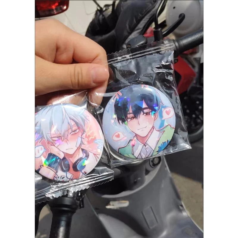 2Pcs/Lot Anime Button 58mm Pins Shy Couple Alien Stage Ivan Till Cartoon Badge for Backpack Jewelry Accessories Handmade Gifts