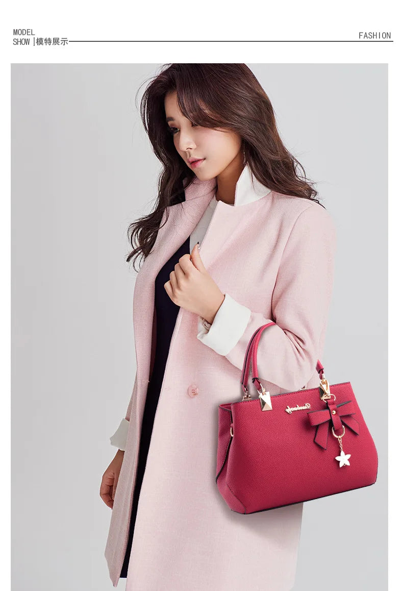 Yogodlns Elegant Women Messenger Bags with flower pendant Office Ladies Totes Pure Leather Handbag for female Crossbody Shoulder