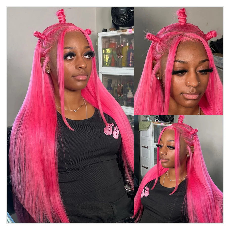Pink Human Hair Wig – 30 & 38 Inch 613 HD Lace Frontal 13x6 Colored Wig