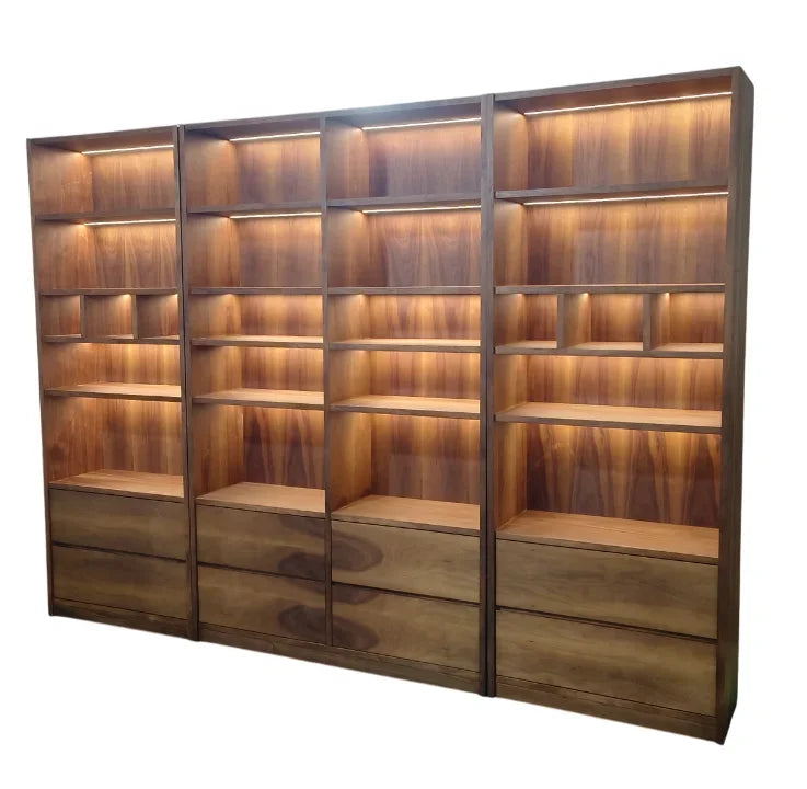 Wooden Bookshelf & Library Storage Cabinet – Bookcase for Living Room & Study