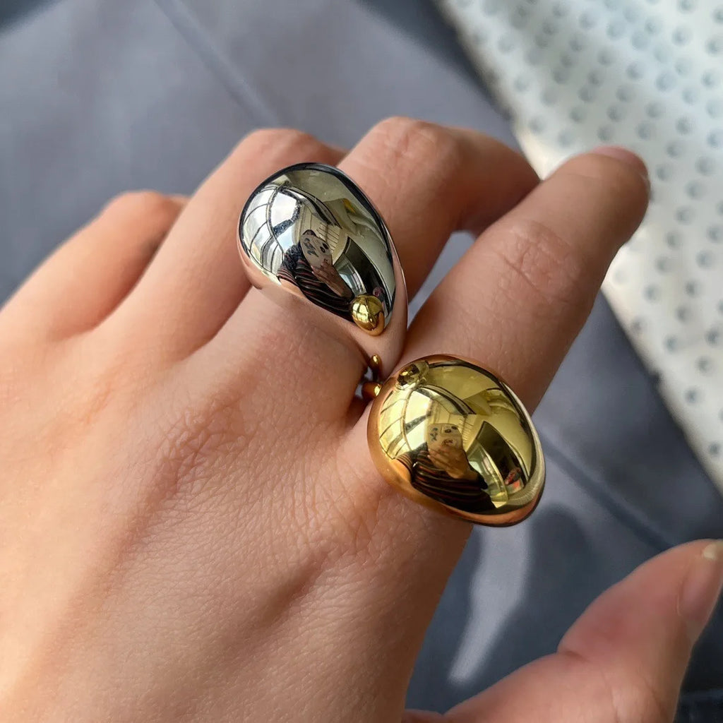 925 Sterling Silver Water Drop Ring For Women Gift Geometric Punk Exaggeration Trend Hiphop Jewelry Accessories Dropshipping