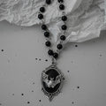 Gothic Bat Cross Dark Pendant Necklace Set, Y2K Personalized Thorn Love Black Bead Stacked Necklace Set, Suitable as Halloween G