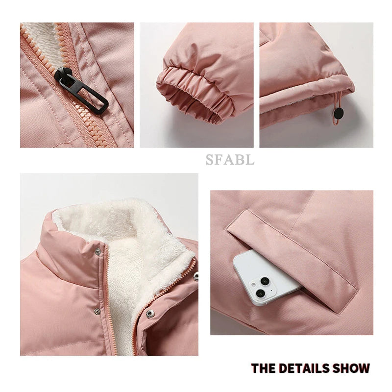 Men's Hooded Fleece-Lined Winter Parka – Korean Style Zip Jacket with Pockets