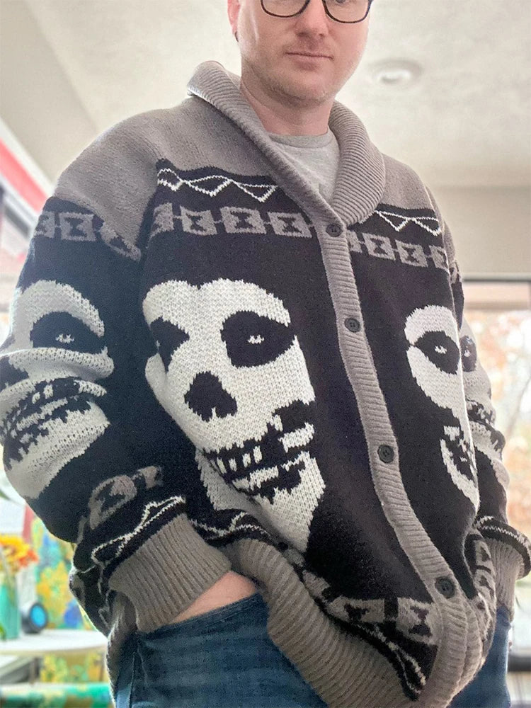 Y2K Gothic Ghost Print Harajuku Sweater – Men's & Women's Long Sleeve Warm Coat