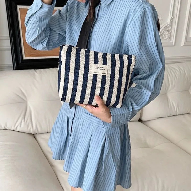 Stripe Cosmetic Bag Waterproof Women Cosmetic Bag Small Bag Storage Makeup Case,Travelling Pouch Organizer for Lady