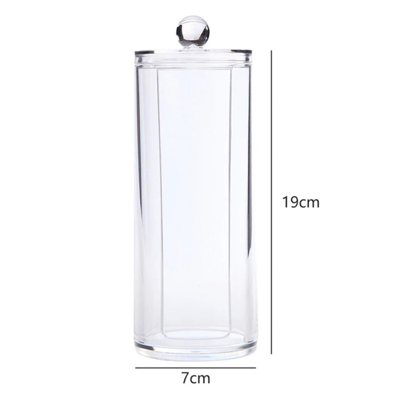 Acrylic Storage Box Bathroom Jar Makeup Organizer Cotton Round Pad Holder Cotton Swab Box Qtip Holder Dispenser with Bamboo Lid