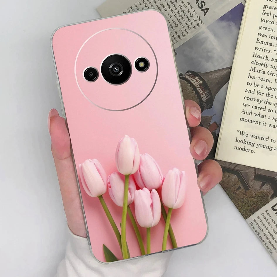 Xiaomi Redmi A3 Phone Case – Butterfly Coloured Drawing Back Cover with Screen Protector