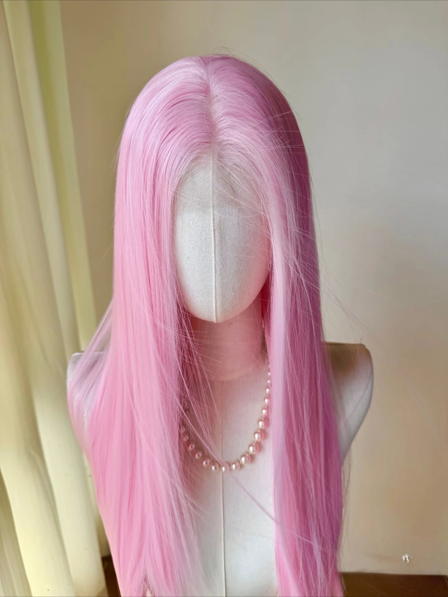 Rose Pink Wig for Women 13*4 Cosplay Wig 26inch Long Straight Hair Wigs Synthetic Lace Wigs Natural Hairline for Daily Use 가발