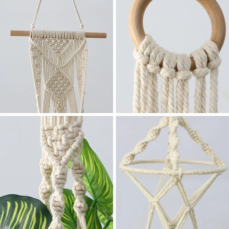 Garden Plant Hanging Basket Cotton Rope Hanger Plant Flower Basket Pot Planter Hanger Handmade Macrame Pot Pocket Home Decor 1pc