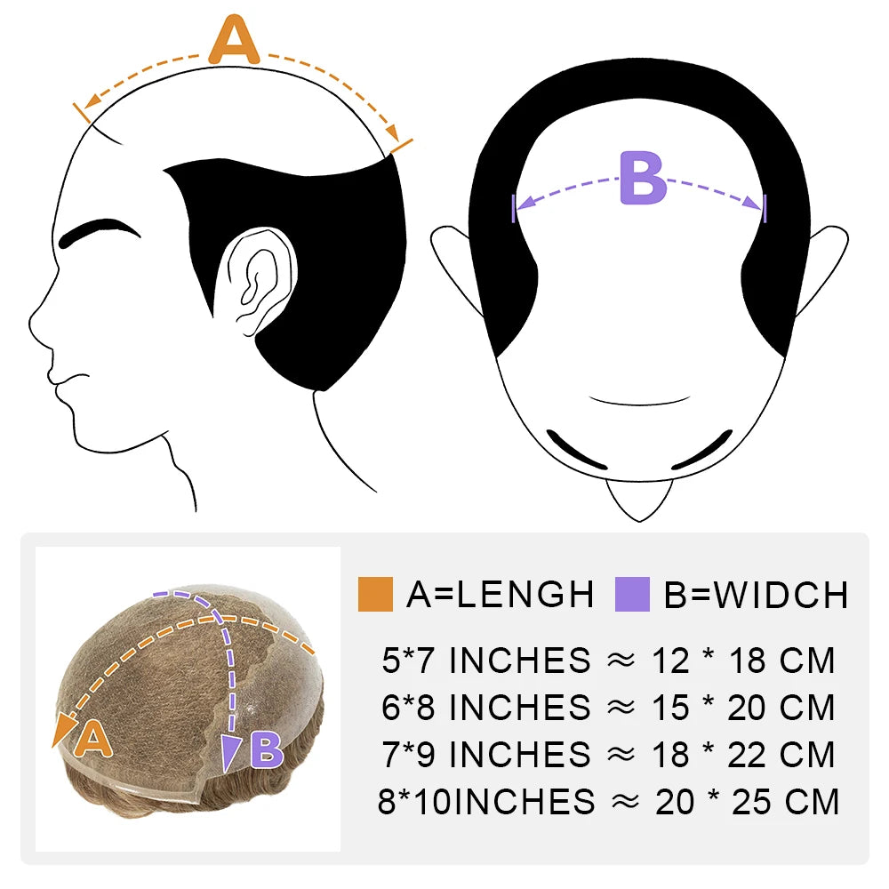Wig Man Men's Capillary Prosthesis 100% Human Hair Wigs Men Toupee 0.03mm 90% 100% Density V Loop Human Hair Toupee For Men