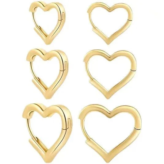 Heart Hoop Earrings Gold Color Metal Love Earrings Minimalist Fancy Girl Gift Fashion Jewelry for Women
