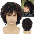 Synthetic Big Curly Wigs for Men Black Mixed Brown African Elastic Curls Hair Short Afro Wig Daily Breathable Man Wig Braided
