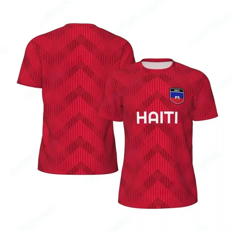 Haiti Flag Football 3D Print Sport T-Shirt – Men's Breathable Round Neck Tee