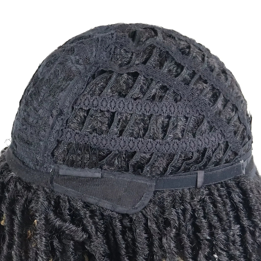 Synthetic Big Curly Wigs for Men Black Mixed Brown African Elastic Curls Hair Short Afro Wig Daily Breathable Man Wig Braided