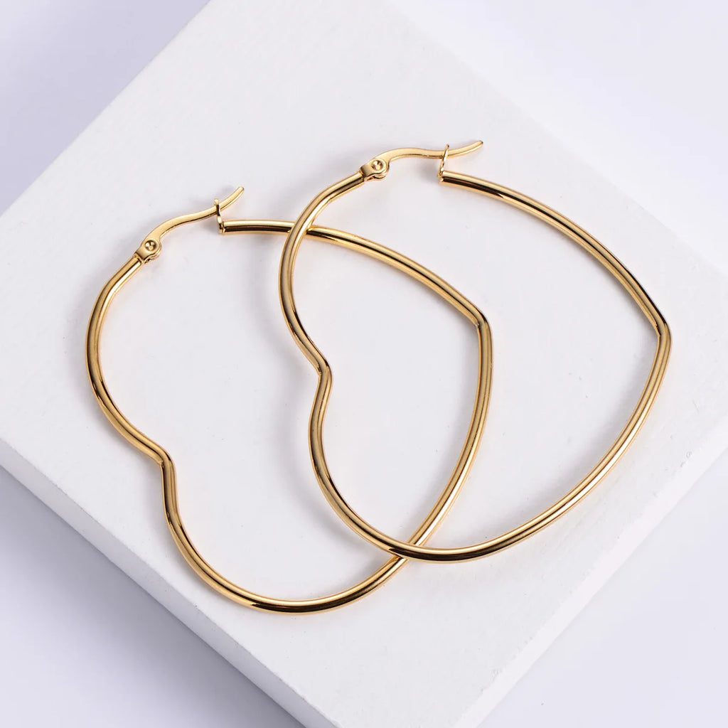 Minimalism Metal Heart Hoop Earrings for Women Golden Silver Color Fashion Love Dangle Earrings Party Romantic Statement Jewelry