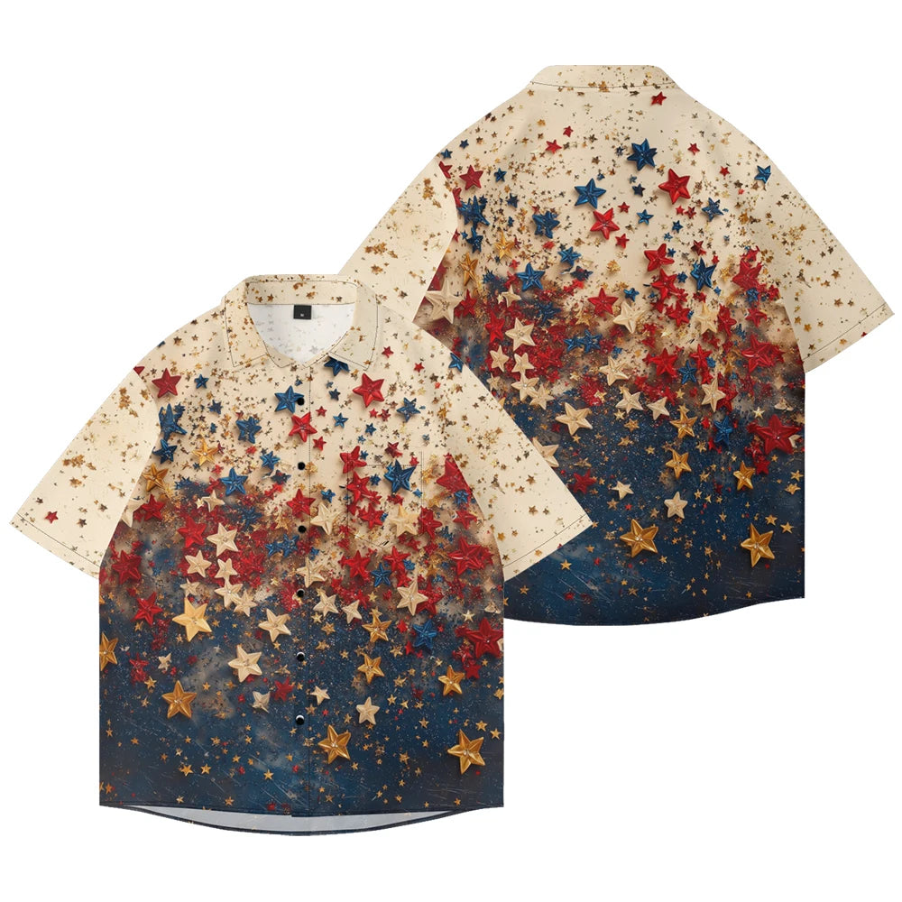 Men's American Flag Hawaiian Shirt – 4th of July Button-Up
