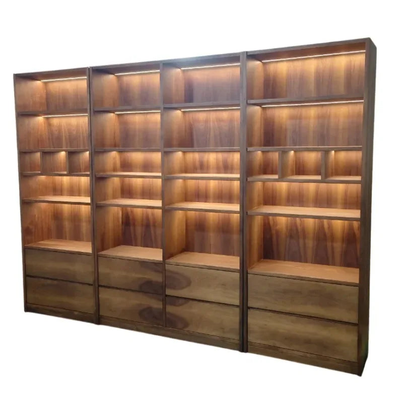 Wooden Bookshelf & Library Storage Cabinet – Bookcase for Living Room & Study